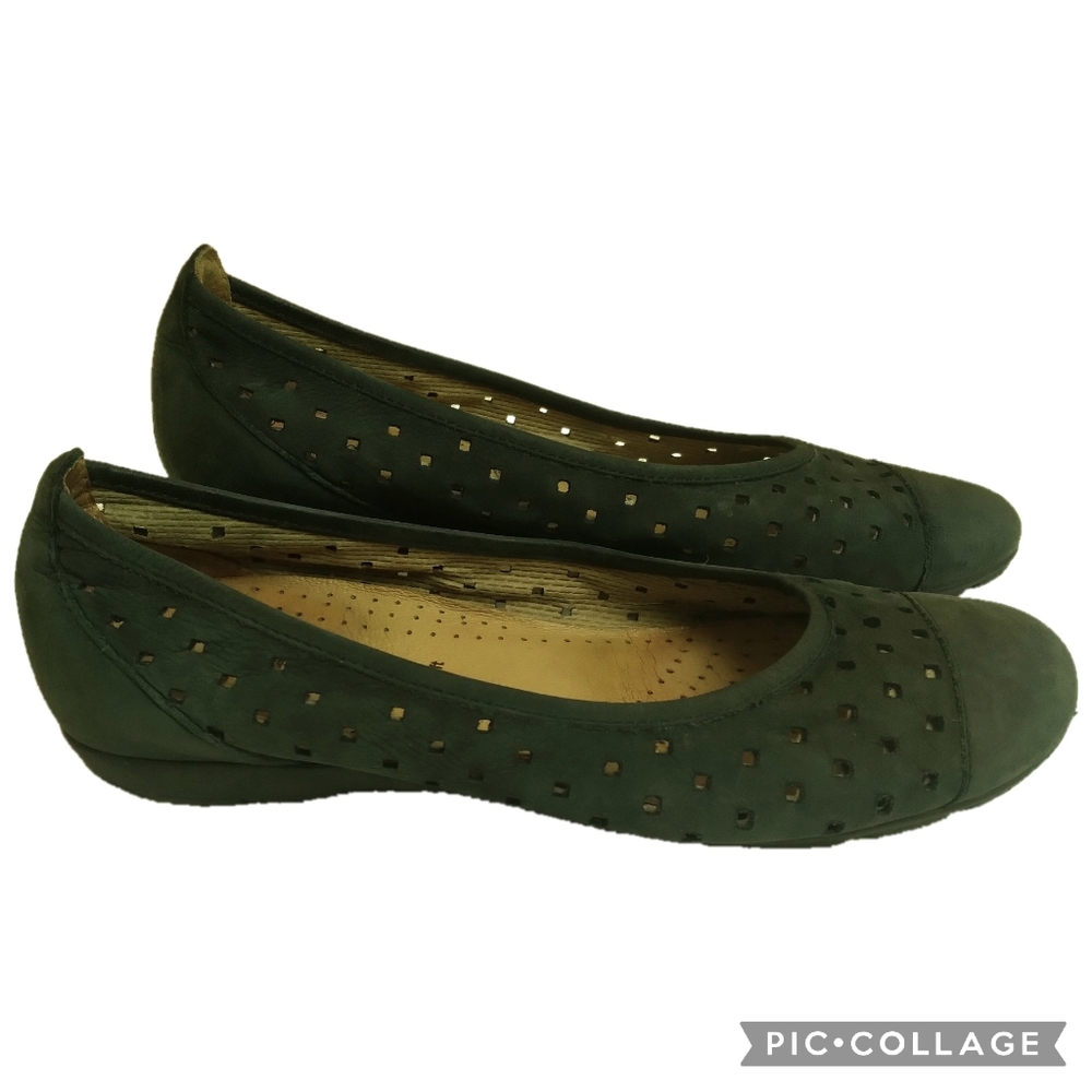 Gabor Hovercraft Moss Green Suede Leather Slip-On Shoes Sz 7.5 (5 EU)
